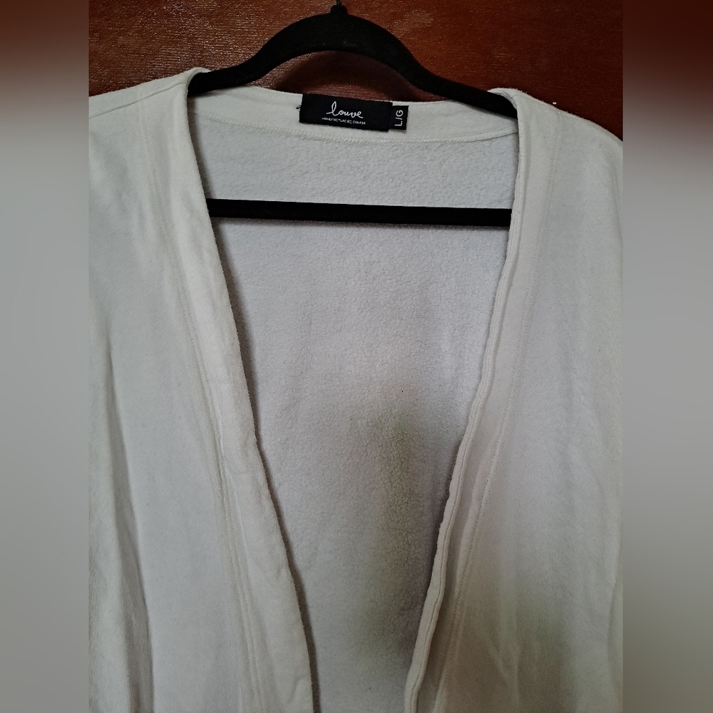 🇨🇦Louve 100% Organic Cotton Open Front Cardigan – Cream, Made in Canada (L/XL) - Picture 5 of 6